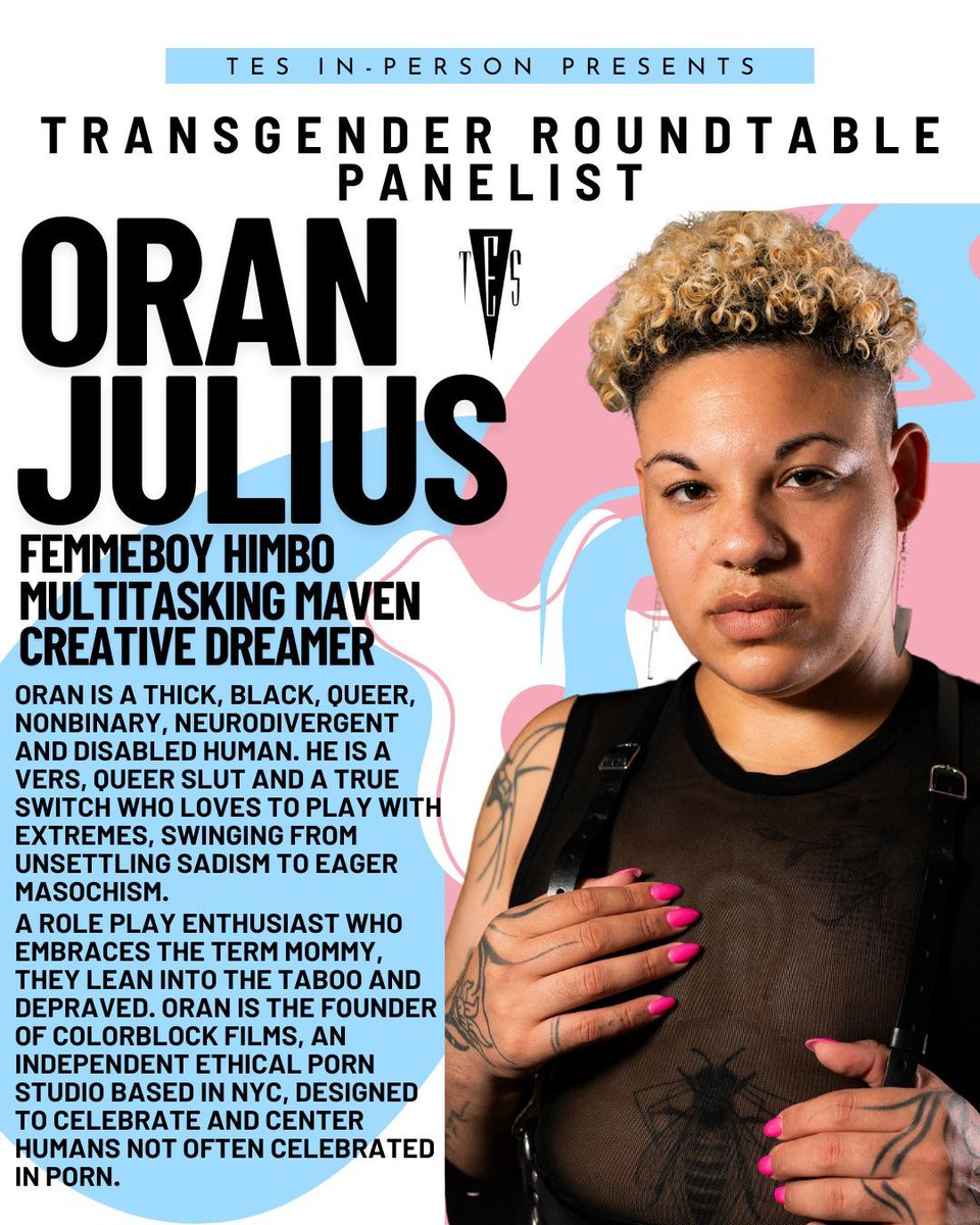 Welcome Oran Julius (@JuicyFruitOran) to our Transgender Round Table on June 12! They'll share key perspectives on safety, community, &amp; transformation for trans kinksters. #TransgenderRoundTable #Pride #TransRights