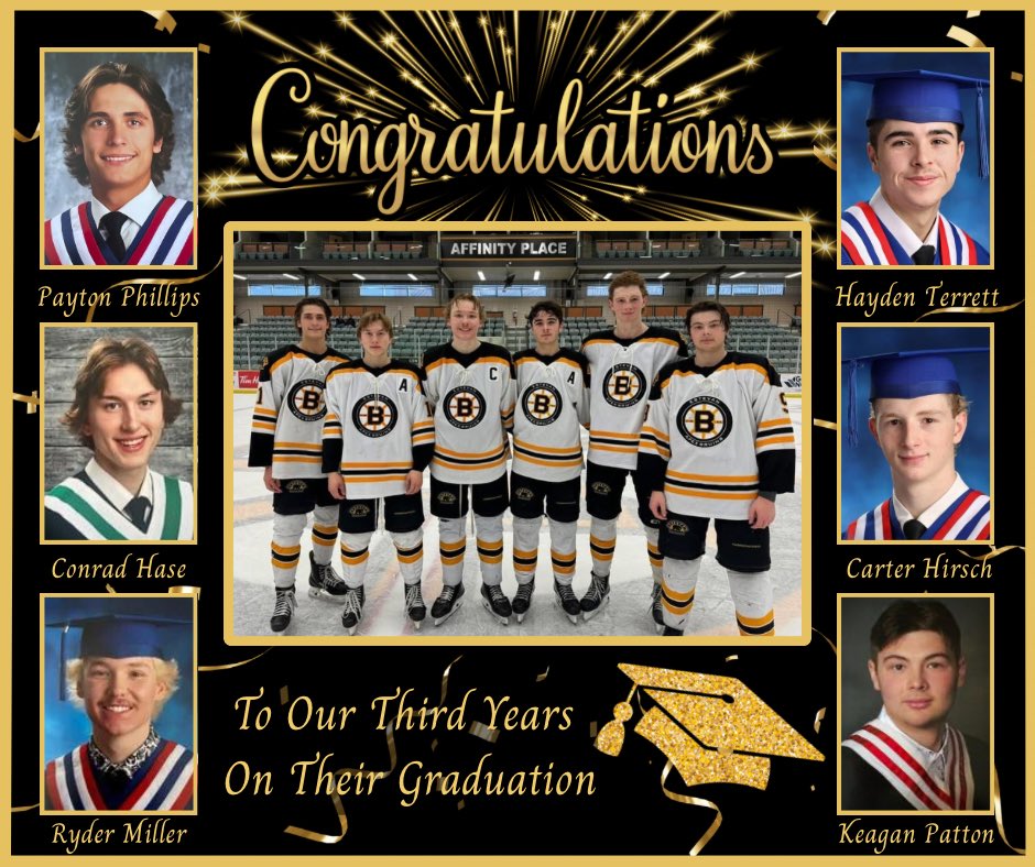 From the Ice to a New Frontier
Estevan Grad • June 14th 
🎓Carter Hirsch, Hayden Terrett, Payton Phillips &amp; Ryder Miller
Lampman Grad • June 14th 
🎓Conrad Hase
Oxbow Grad • June 20th 
🎓Keagan Patton
Congratulations Gentlemen