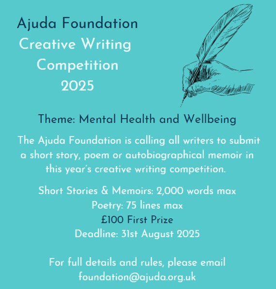 ajudafoundation's tweet image. If you've ever felt the power of writing to heal, The Ajuda Foundation Creative Writing Competition will give you the opportunity to put pen to paper.
Find out more here: …undationcreativewriting.my.canva.site? or send an email to foundation@ajuda.org.uk