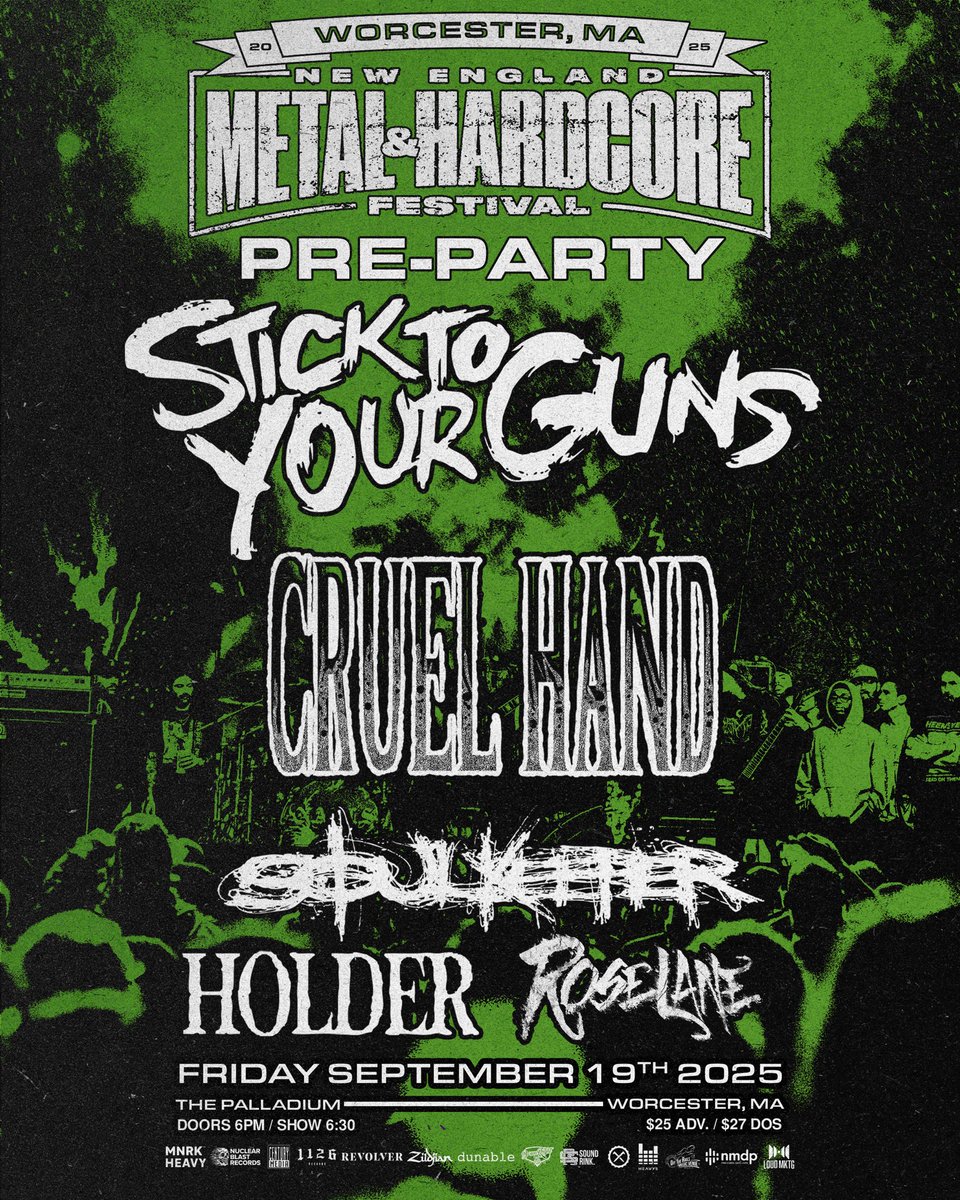 New England Metal & Hardcore Fest (@nemhf_official) on Twitter photo We're very excited to announce this year's New England Metal & Hardcore Festival Pre-Party 🔥 Friday, September 19th at The Worcester Palladium Upstairs!
<a href="/STYGoc/">Stick To Your Guns</a>, CRUEL HAND, <a href="/soulkeepercult/">SФULKEEPER</a> & more!
🎫 Tickets on sale this Friday, June 13th @ 10AM EST We're very excited to announce this year's New England Metal & Hardcore Festival Pre-Party 🔥 Friday, September 19th at The Worcester Palladium Upstairs!
<a href="/STYGoc/">Stick To Your Guns</a>, CRUEL HAND, <a href="/soulkeepercult/">SФULKEEPER</a> & more!
🎫 Tickets on sale this Friday, June 13th @ 10AM EST