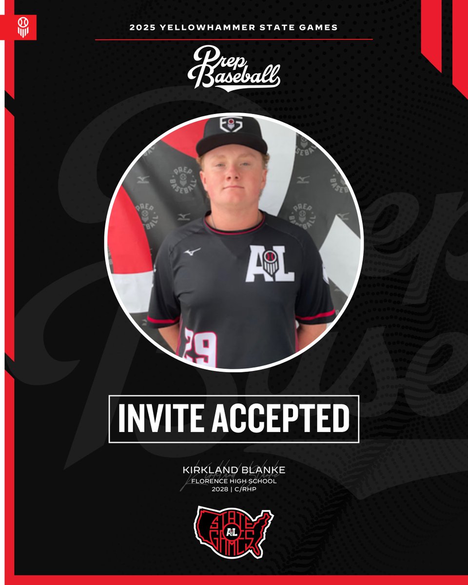 #𝐘𝐒𝐆𝐚𝐦𝐞𝐬𝟐𝟓: 𝐈𝐧𝐯𝐢𝐭𝐞 𝐀𝐜𝐜𝐞𝐩𝐭𝐞𝐝 ✅

C/RHP Kirkland Blanke (<a href="/FloFalBaseball/">Florence Baseball</a>, 2028) is 𝗟𝗢𝗖𝗞𝗘𝗗 𝗜𝗡 🔐 for the Yellowhammer State Games, held on June 17th-18th at Sand Mountain Park in Albertville, AL.

Request an invite to the premier event of the summer.
