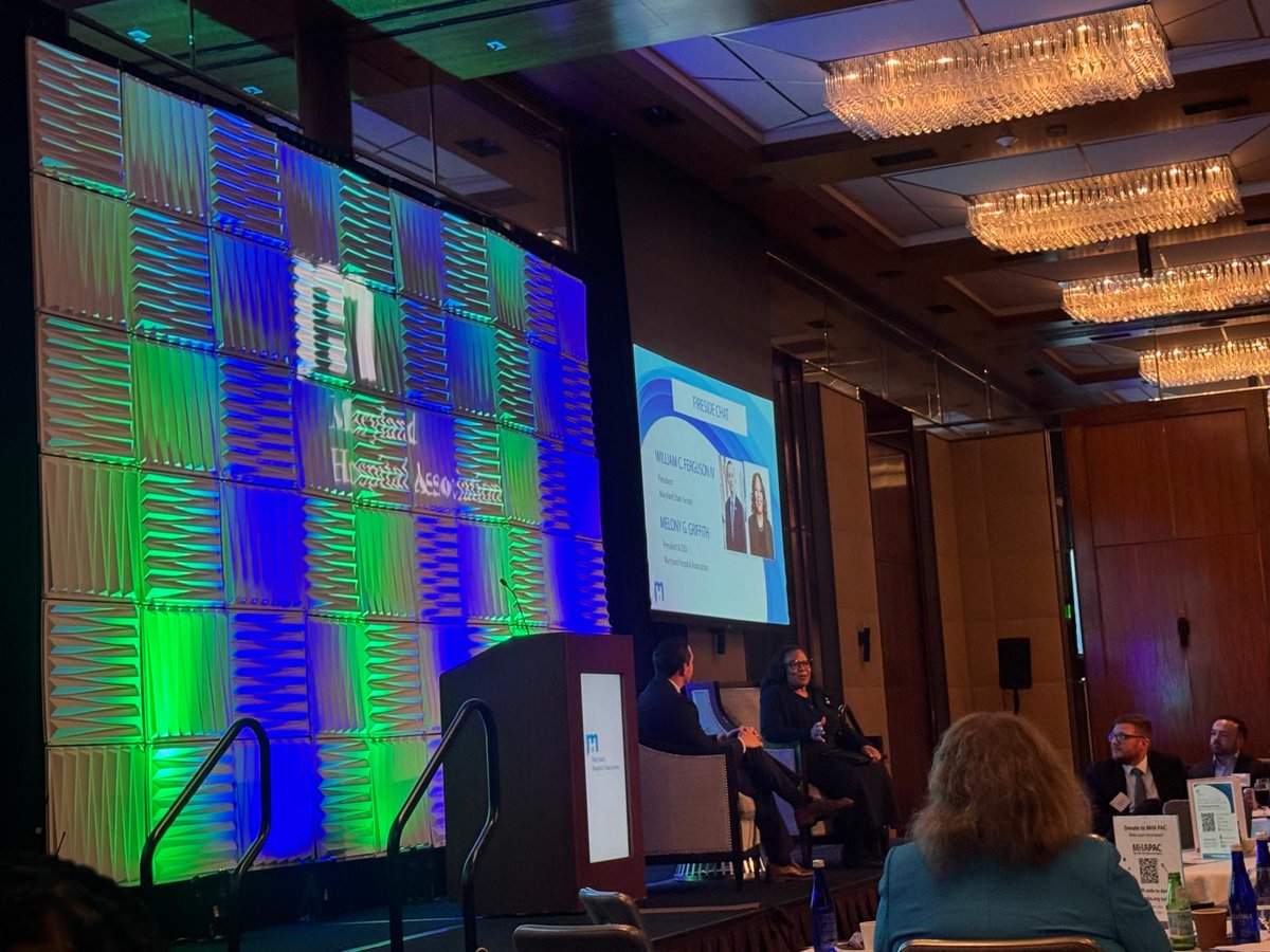 SenBillFerg's tweet image. Honored to join the Maryland Hospital Association Annual Meeting for a fireside chat on health policy, leadership, and the road ahead with my friend, CEO Melony Griffith. We discussed the AHEAD Model, healthcare innovation, and the role of partnership in building a healthier,…