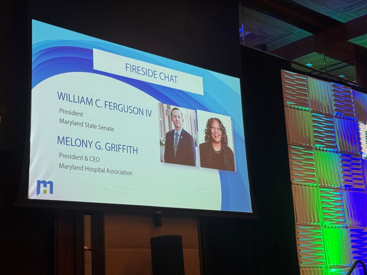 SenBillFerg's tweet image. Honored to join the Maryland Hospital Association Annual Meeting for a fireside chat on health policy, leadership, and the road ahead with my friend, CEO Melony Griffith. We discussed the AHEAD Model, healthcare innovation, and the role of partnership in building a healthier,…