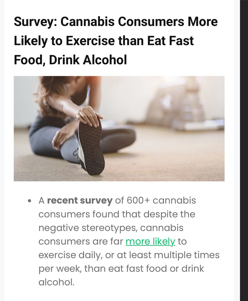 The shift away from booze continues to grown. ganjapreneur.com/survey-cannabi… Survey: Cannabis Consumers More Likely to Exercise than Eat Fast Food, Drink Alcohol - Ganjapreneur