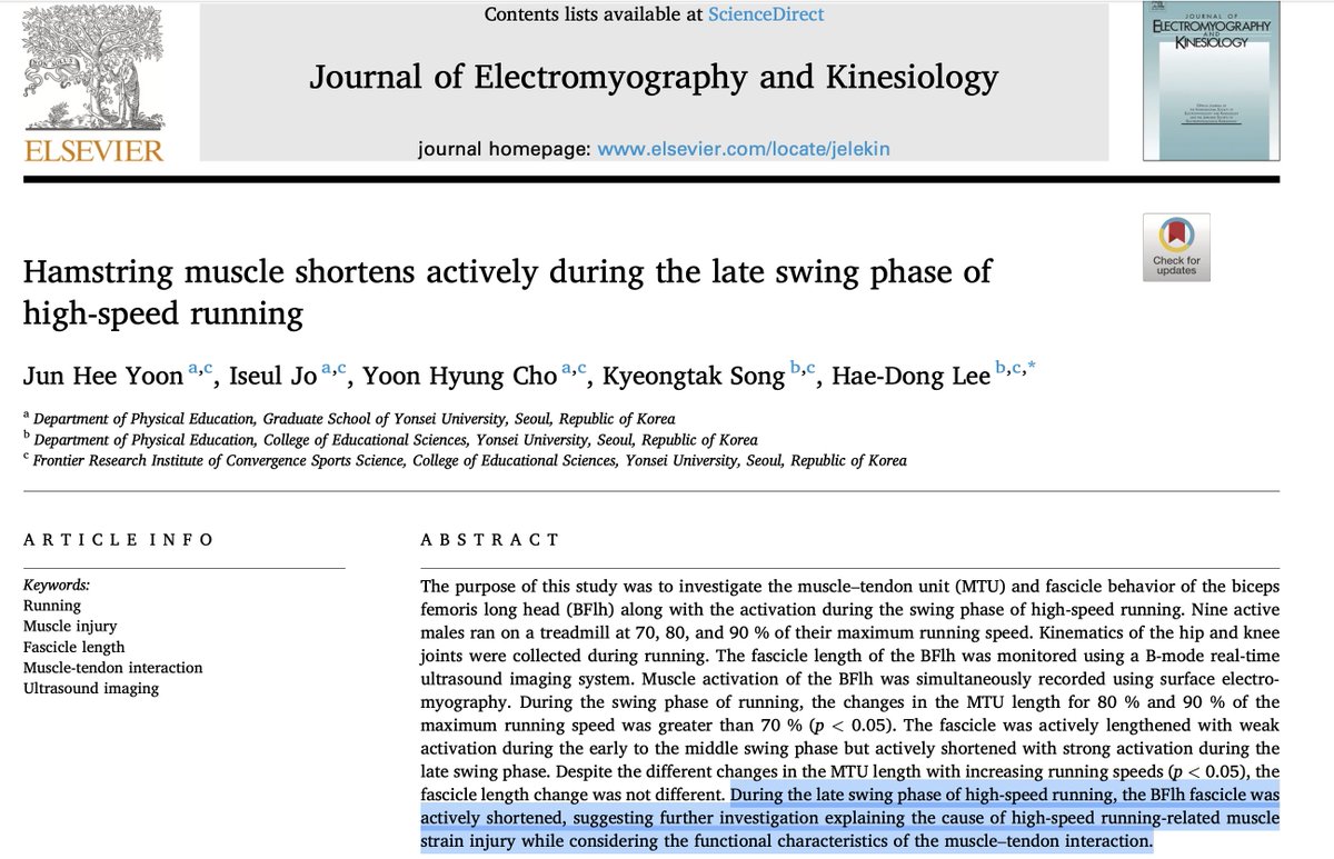 Interesting 🔬🏃‍♂️
Hamstring muscle shortens actively during the late swing phase of high-speed running

pubmed.ncbi.nlm.nih.gov/40472522/