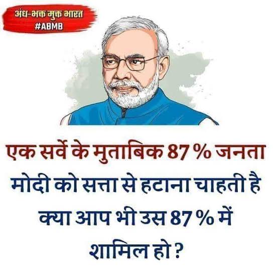 क्या आप भी इस 87% में शामिल हैं?
#NoVoteForBJP