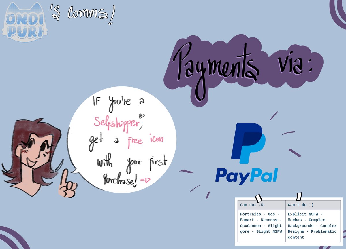 ondi_puri's tweet image. ⊹₊｡ꕤ˚₊⊹ 𝙲𝙾𝙼𝙼𝙸𝚂𝚂𝙸𝙾𝙽𝚂 𝙾𝙿𝙴𝙽 ⊹₊｡ꕤ˚₊⊹

New prices!! I finally decided to apply my second style, so if you have any questions, my DMS are always available ♥
Remember: if you commission a selfshipp, you get a free icon! ദ്ദി •⩊• )