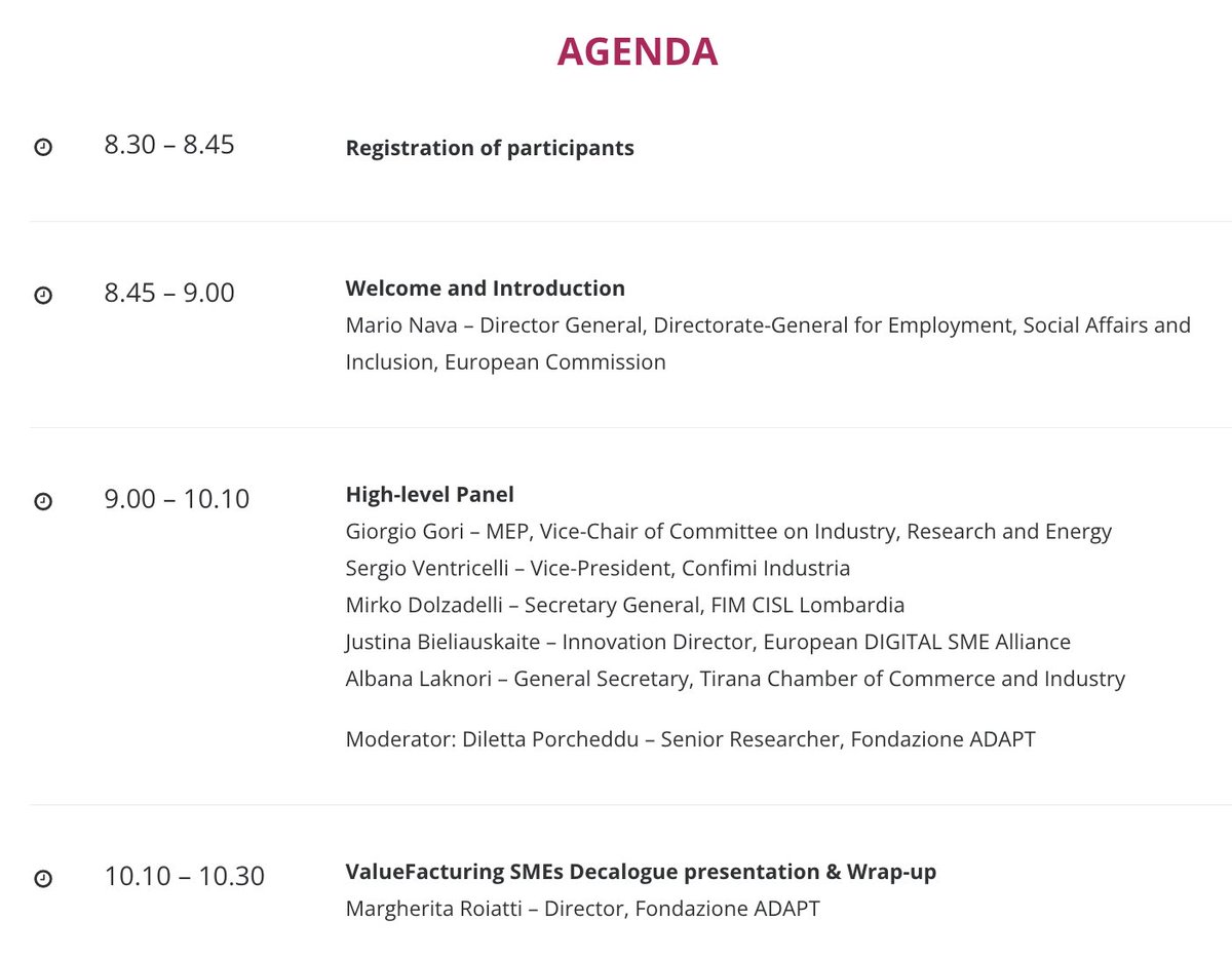 Join us for the #ValueFacturingSMEs Final Conference at the EU Parliament.
After a high-level panel, we'll unveil the main project deliverable: the Decalogue for Supporting #SMEs and #SocialPartners for Fairer Participation in #GlobalValueChains 
ℹ️ digitalsme.eu/events/valuefa…