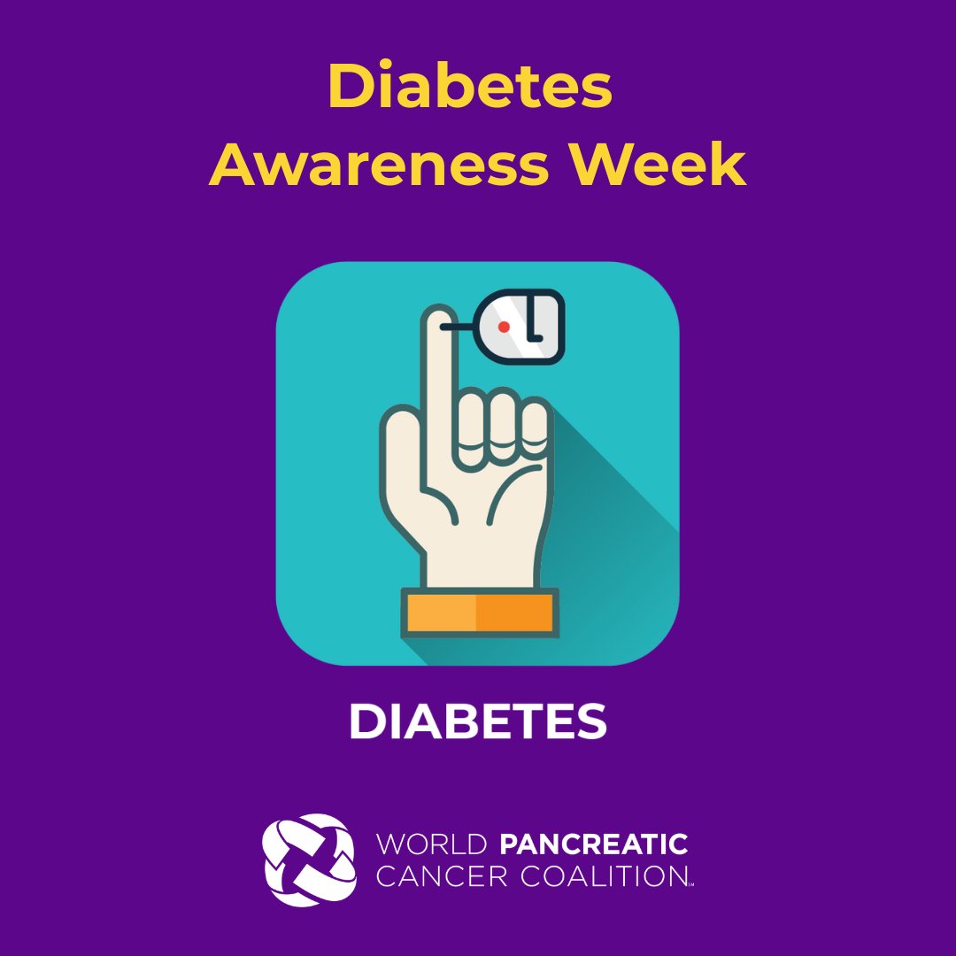 worldpcc's tweet image. This week is Diabetes Awareness Week. Did you know that Diabetes is a risk factor for pancreatic cancer? Early detection matters. Visit hellopancreas.com to learn more.
#pancreaticcancer #hellopancreas #WPCC #WPCD #earlydetection #diabetes