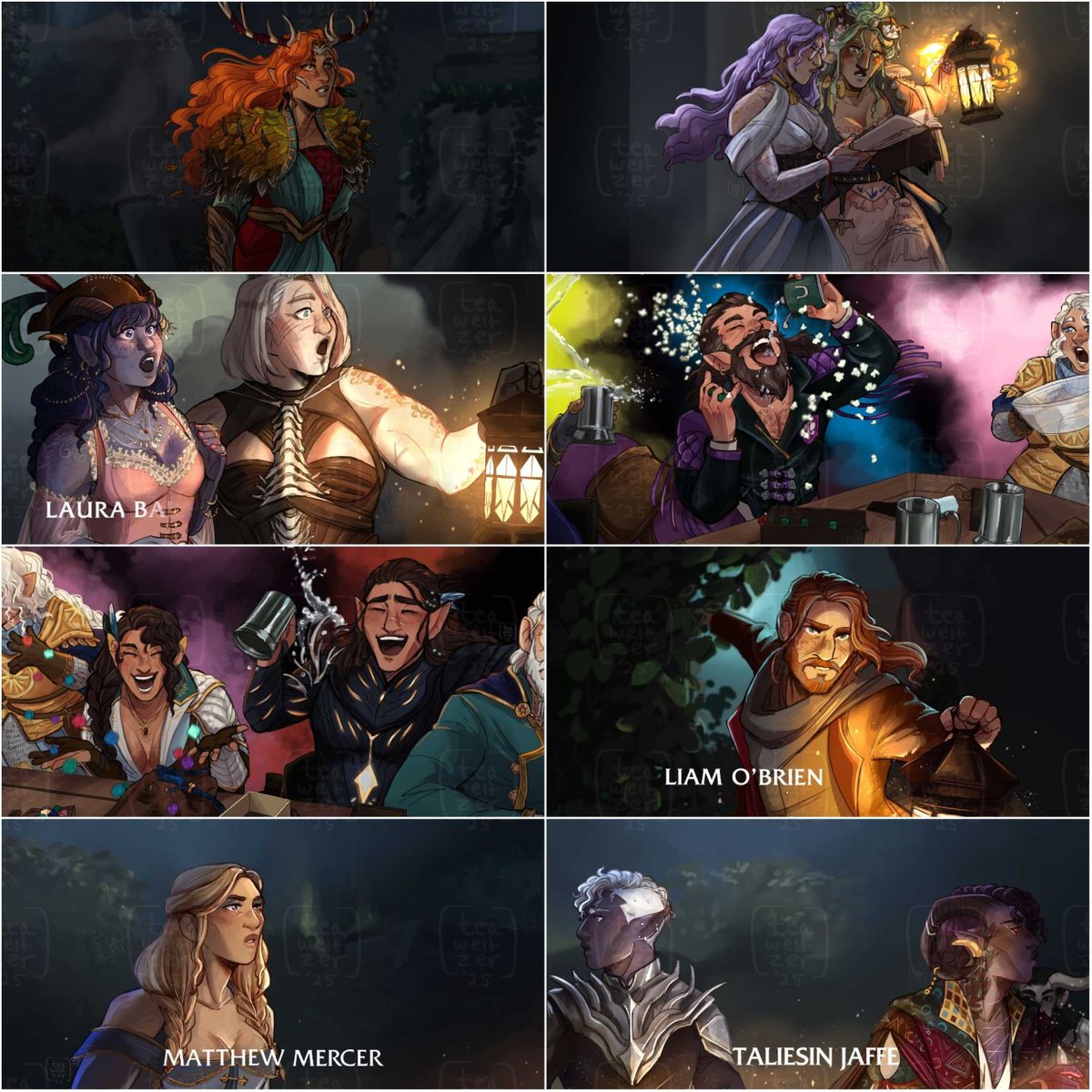 Teaweltzer's tweet image. I did 10 frames for the @criticalframes project! Here's 8 of them (i posted all of them on other socials) #criticalrolefanart #criticalframes