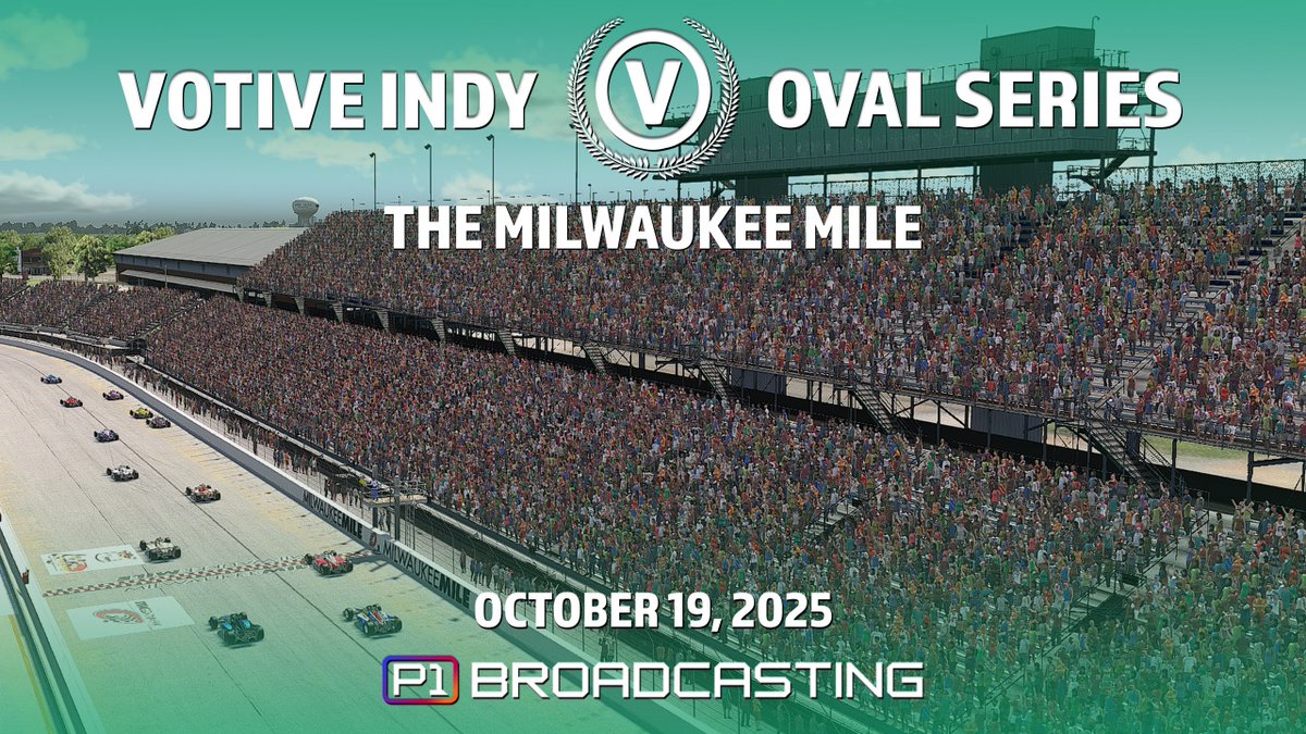 Votive Indy Oval Series🏁2025 Season 3
Join us Tonight Round 8 From Milwaukee Mile

🕒Action Start it 8:00pmET
🎙️Booth Gary Godsoe and Luis GonzalezLGN
📺youtube.com/watch?v=9G1x_2…

<a href="/iRacing/">iRacing</a>