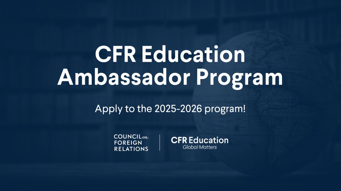 Are you looking for free resources, community, and professional opportunities to support your teaching in this demanding time? 

Apply for the CFR Education Ambassador program to help prepare your students to navigate today's connected world: on.cfr.org/43qoCrE