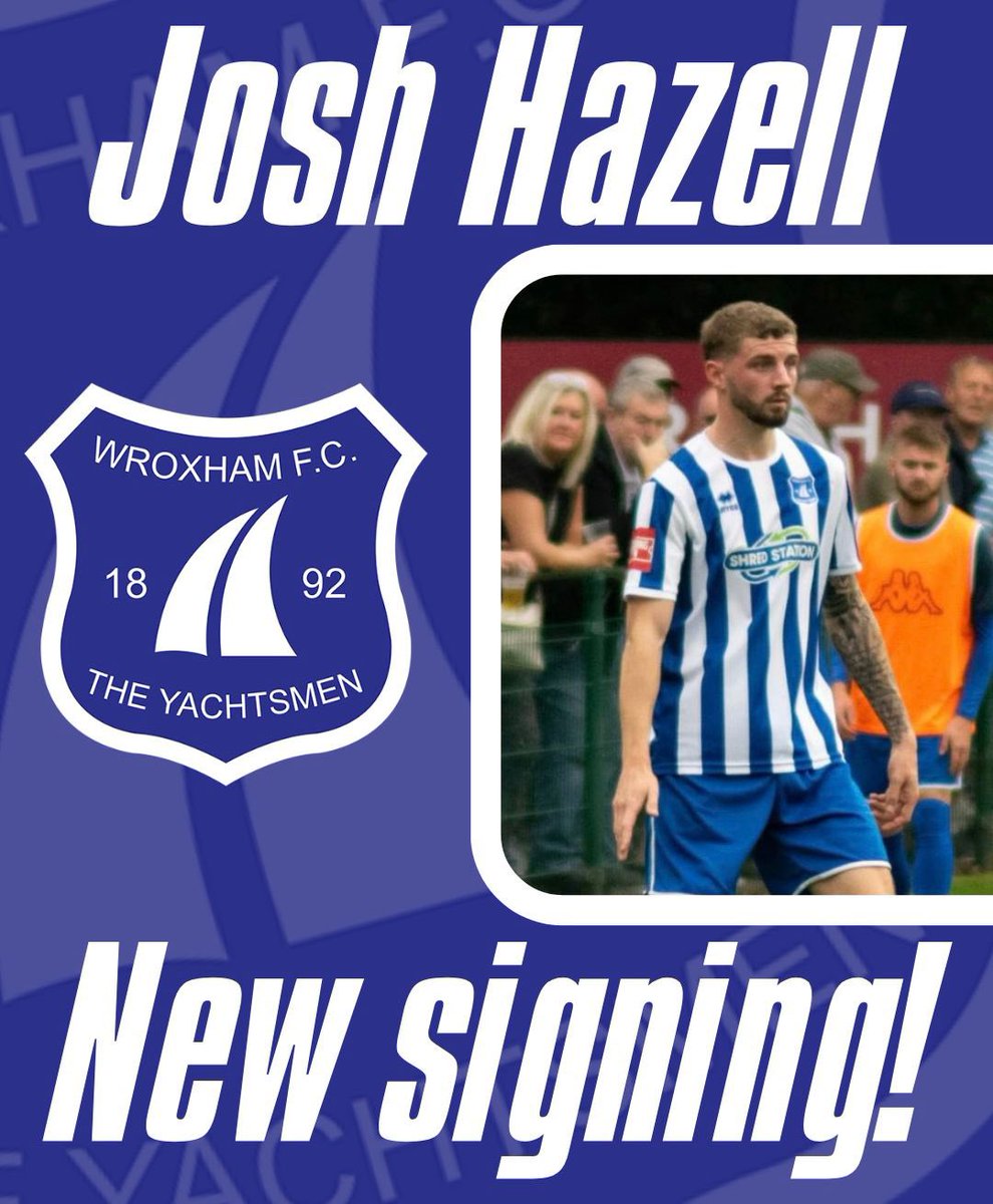 Wroxham FC (@the_yachtsmen) on Twitter photo ✍️ WELCOME (BACK) JOSH! 🏠
<a href="/JoshuaHazell_/">Josh Hazell</a> returns to the Yachtsmen ⚽️
The commanding centre back rejoins as <a href="/JordanSouthgate/">Jordan Southgate</a>’s sixth summer signing ✍️ WELCOME (BACK) JOSH! 🏠
<a href="/JoshuaHazell_/">Josh Hazell</a> returns to the Yachtsmen ⚽️
The commanding centre back rejoins as <a href="/JordanSouthgate/">Jordan Southgate</a>’s sixth summer signing
