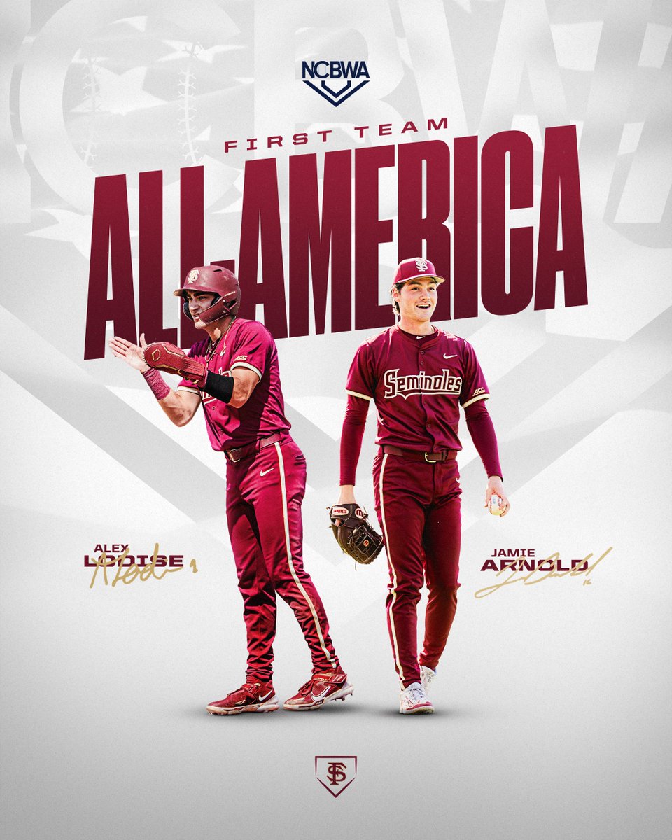 Another First Team All-America honor for Alex Lodise and Jamie Arnold, today from the NCBWA! 🤩