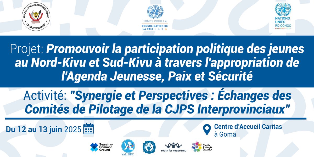 #YPS in action in the Eastern DR Congo. 

Tomorrow begins a workshop on exchange and strategic perspectives between the YPS North Kivu and South Kivu coalition committees.
<a href="/UNPeacebuilding/">United Nations Peacebuilding</a> 
<a href="/SFCGRDC/">SFCG - RDC</a> 
<a href="/SFCG_/">Search for Common Ground</a> 
<a href="/NpcypD/">NPCYP DRC</a> 
<a href="/RDC_JPS/">𝐂𝐨𝐚𝐥𝐢𝐭𝐢𝐨𝐧 𝐂𝐨𝐧𝐠𝐨𝐥𝐚𝐢𝐬𝐞 𝐉𝐏𝐒</a> 
<a href="/UNYouthAffairs/">UN Youth Office</a>