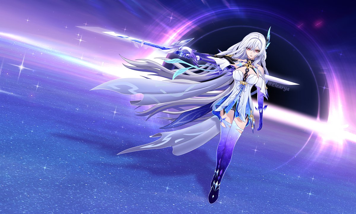 Elearya's tweet photo. I drew Skirk, can't wait to pull her! 🌌💫
#GenshinImpact #原神 #skirk #スカーク https://t.co/DT133dpBMT