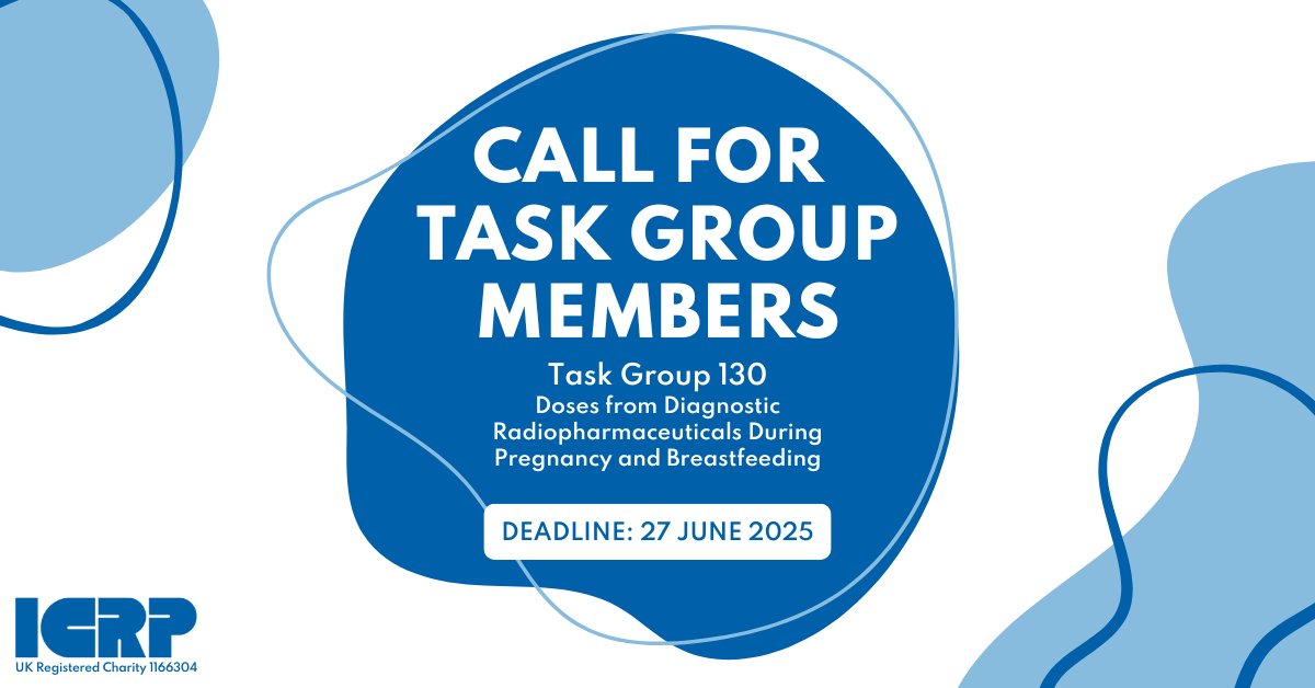 📢Are you interested in joining an ICRP Task Group? 

📧Task Group 130 will be accepting applications until 27 June 2025. 

📬To submit your application click here:  ow.ly/GGym50W7Ypg