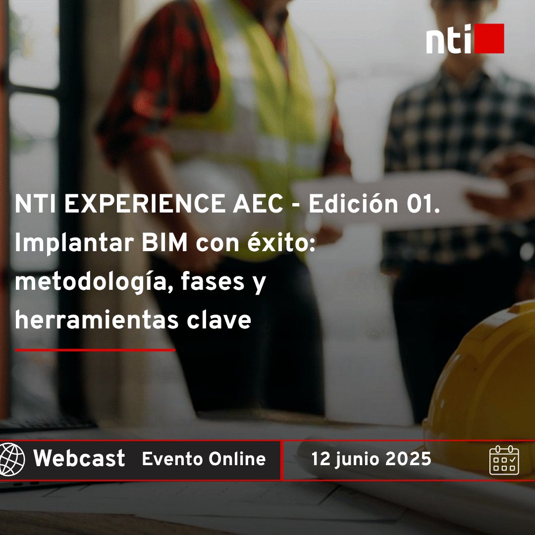 🚨 Jornada completa: NTI EXPERIENCE AEC 
📅 12 junio | 10:10 - 12:15 
3 sesiones online sobre BIM 
📍 Implanta BIM paso a paso 
📍 Caso real 
📍 Empieza con Revit y Docs 
🎯 Regístrate: f.mtr.cool/vmpokolpgz 
#ImplantaciónBIM #AEC #NTISpain #NTIGroup #BIM #NTIExperienceAEC