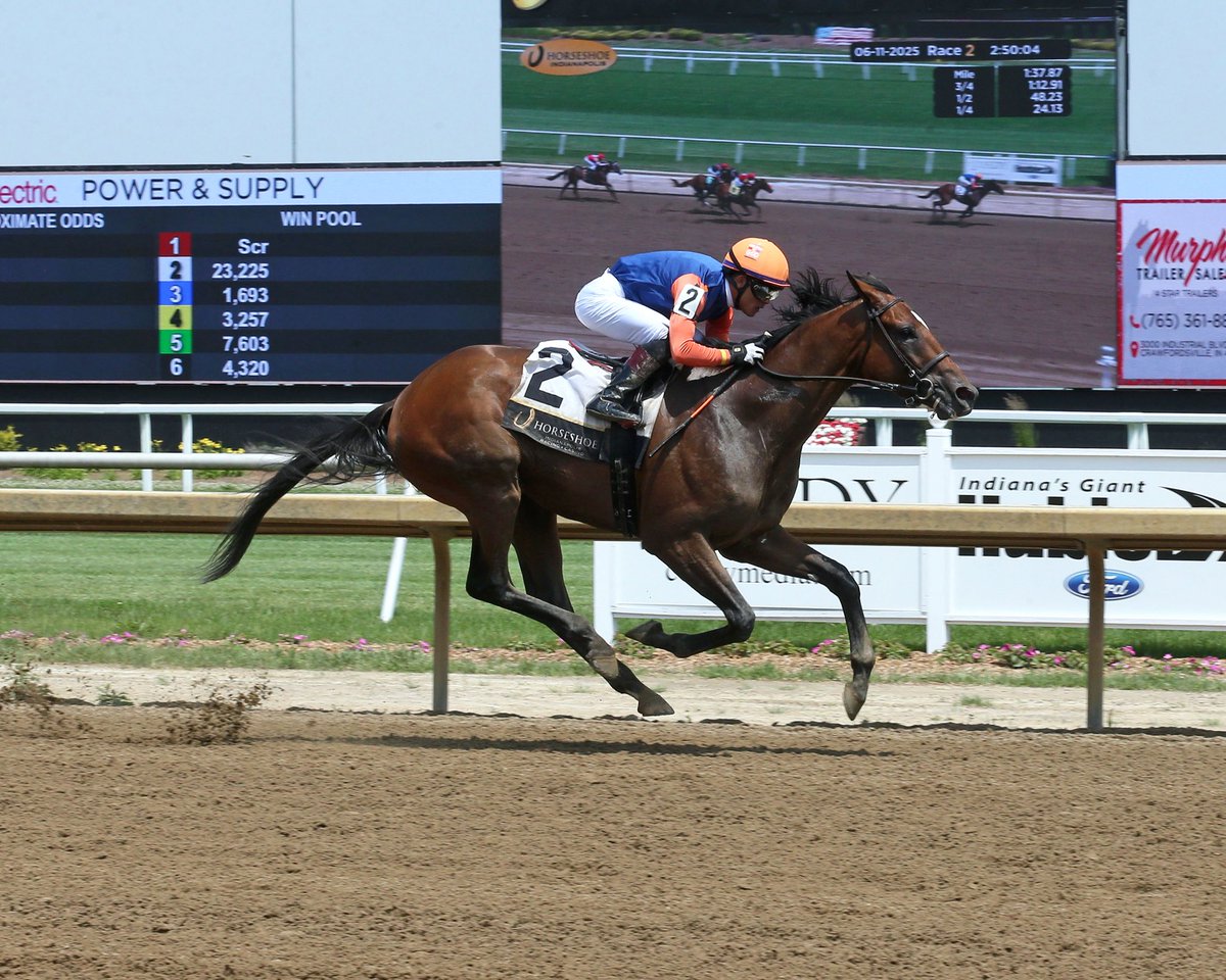 After riding three winners to start the week <a href="/HSIndyRacing/">Horseshoe Indianapolis Race Course</a> on Tuesday’s card, <a href="/JockeyJoeRamos/">Joe Ramos</a> getting right on the score sheet today on FRIAR NEWTON (Always Dreaming) hugging the rail to draw away in ALWC for a repeat meet win for trainer <a href="/P_H_Lobo/">Paulo Henrique Lobo</a> (4-for-10) in 1:41.83.