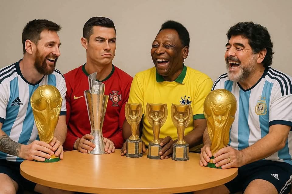 Why are Messi, Pele and Maradona laughing?