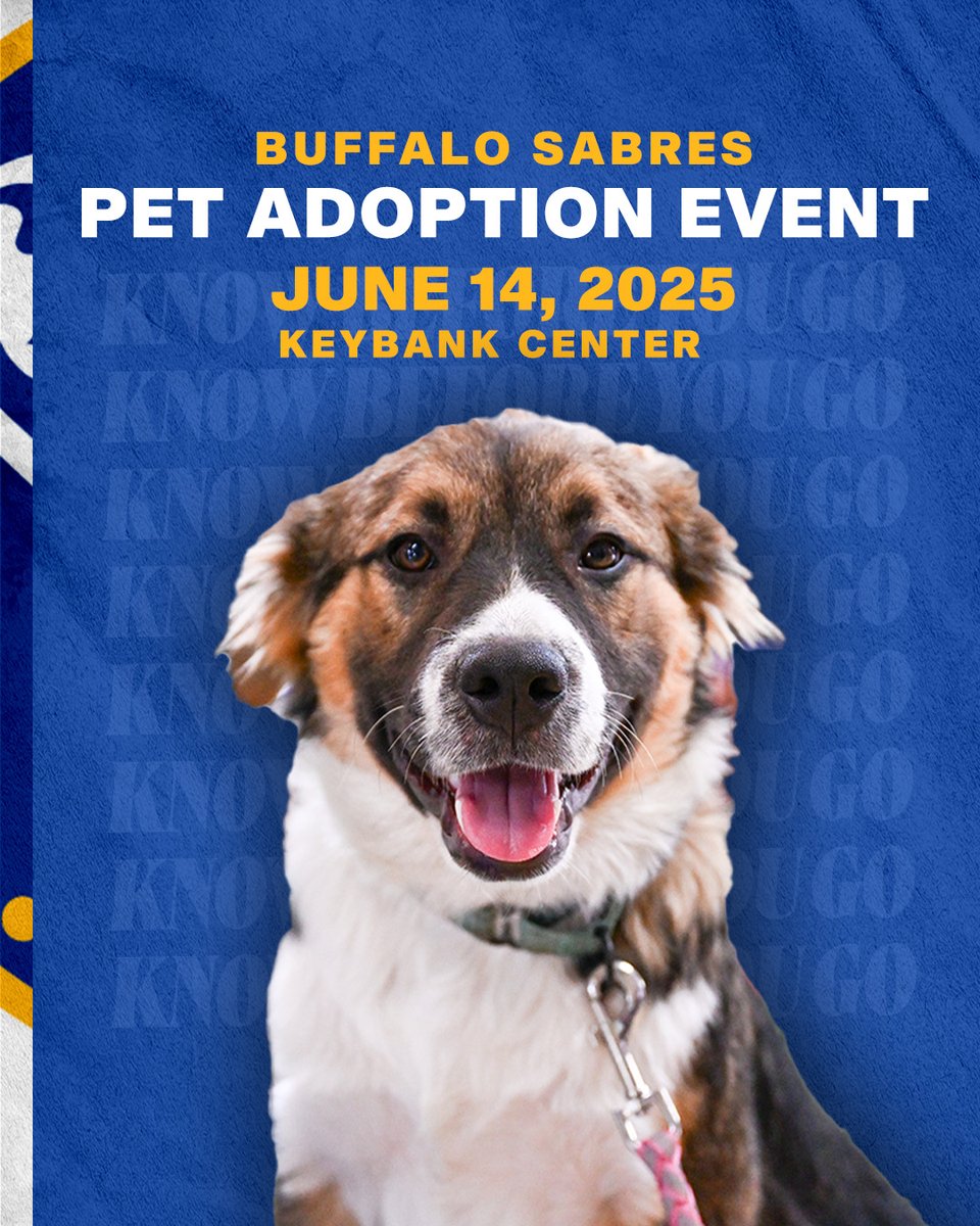 SabresPup's tweet image. The Buffalo Sabres Pet Adoption Event is this Saturday at KeyBank Center! What you need to know before taking home your newest family member 🐶🐱