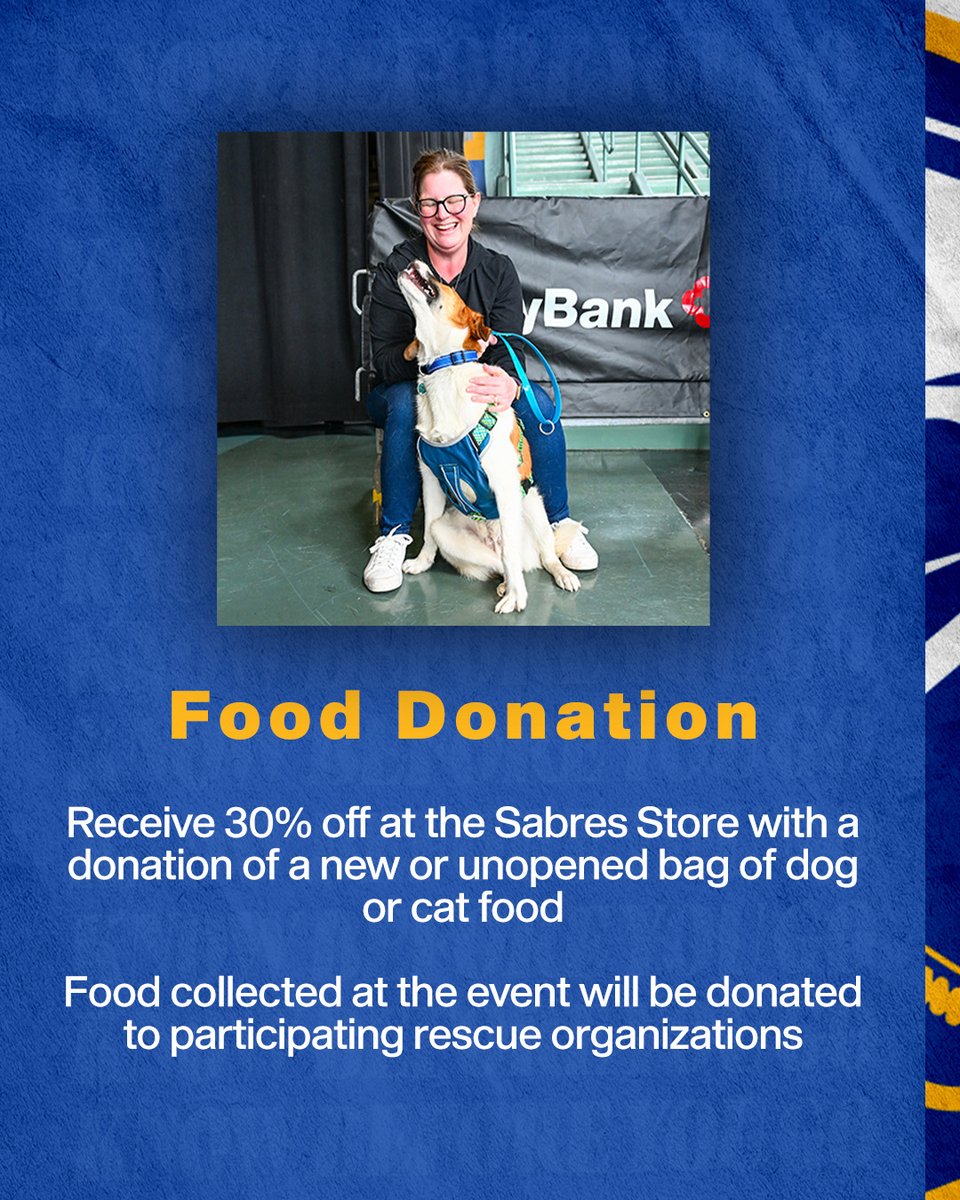 SabresPup's tweet image. The Buffalo Sabres Pet Adoption Event is this Saturday at KeyBank Center! What you need to know before taking home your newest family member 🐶🐱