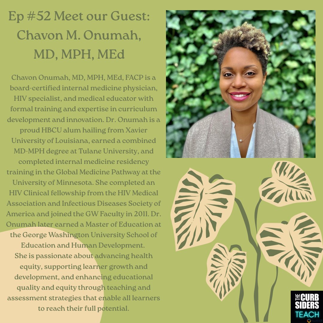 CurbsidersTeach's tweet image. 🎙️ Huge thanks to Dr. @ChavonOnumah , our brilliant guest on #CurbsidersTeach Ep 52!
If you’re a medical educator looking to empower your learners and disrupt deficit-based thinking, this episode is for you.
🎧 Listen now
#MedEd #TeachingTips #PsychSafety #AntiDeficit