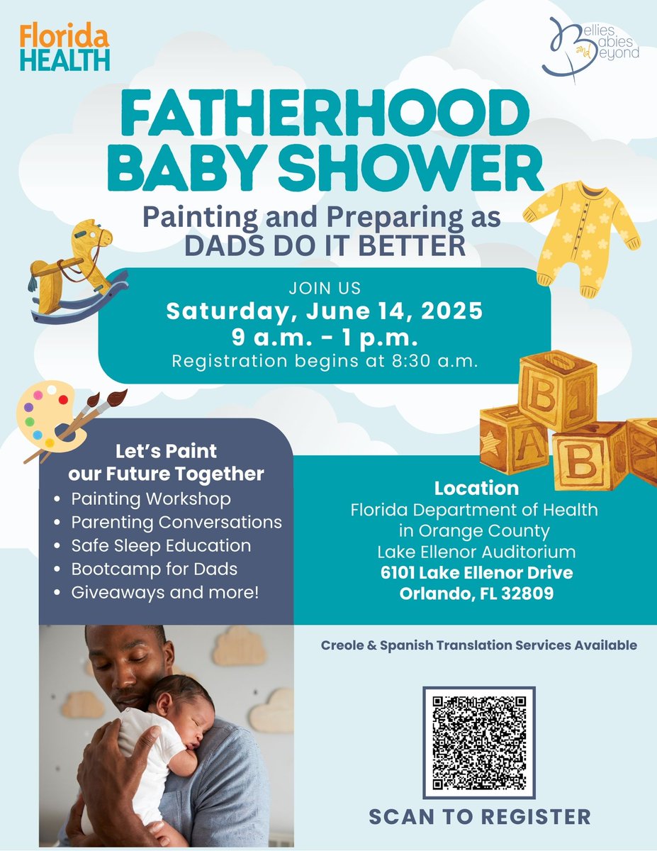 GOHealthyOrange (@dohorange) on Twitter photo Fatherhood Baby Shower
Painting & Preparing Workshop
Sat., June 14, 2025 / 9 am-1 pm
Registration begins at 8:30 a.m. Let’s Paint our Future Together
Parenting lessons, Safe Sleep Education, giveaways and more!
Southside Health Center 6101 Lake Ellenor Dr, Orlando
<a href="/OrangeCoFL/">Orange County FL</a> Fatherhood Baby Shower
Painting & Preparing Workshop
Sat., June 14, 2025 / 9 am-1 pm
Registration begins at 8:30 a.m. Let’s Paint our Future Together
Parenting lessons, Safe Sleep Education, giveaways and more!
Southside Health Center 6101 Lake Ellenor Dr, Orlando
<a href="/OrangeCoFL/">Orange County FL</a>