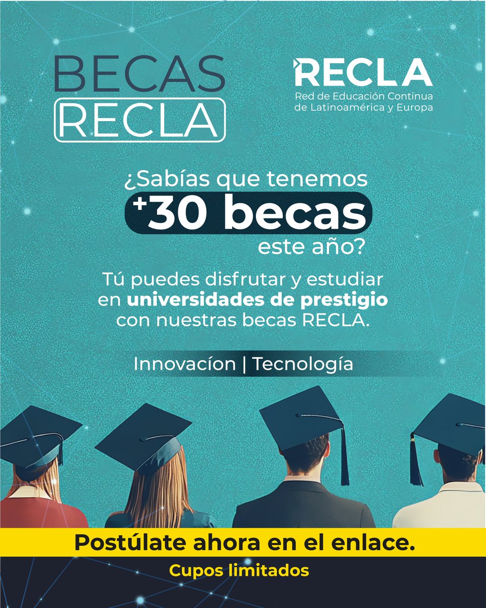 ¡Ya son muchas las personas que están aprovechando nuestras #becas RECLA en 2025!

Programas en #innovación, #tecnología, #liderazgo y más... ¡y aún hay oportunidades disponibles para ti!

📢 Si también quieres potenciar tu carrera, postúlate ahora
🔗recla.org/programa-de-be…