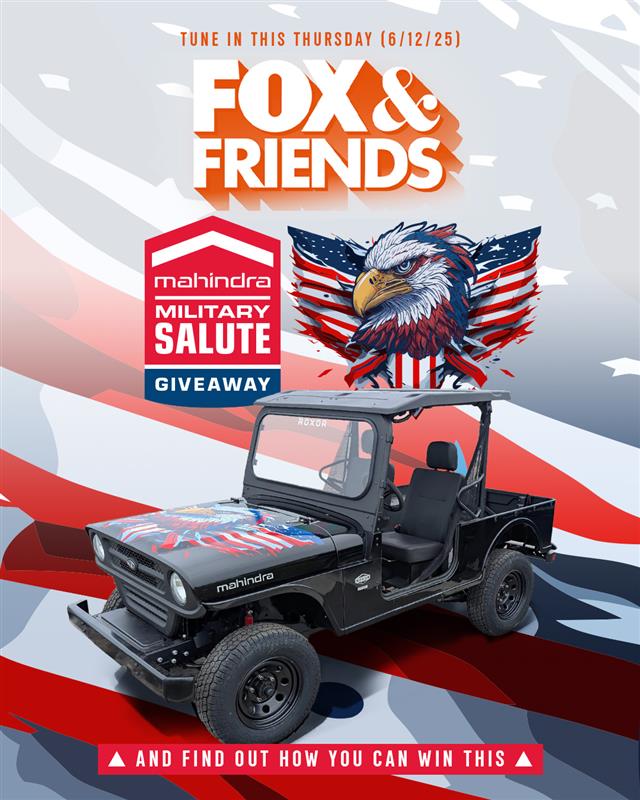 Tune into <a href="/foxandfriends/">FOX & Friends</a> tomorrow morning at 8:50am ET as Mahindra brings the field to Manhattan. Hear our CEO, Viren Popli, talk about our innovative new tractors, plus see our new limited-edition ROXOR and learn how you could win one of your own!
