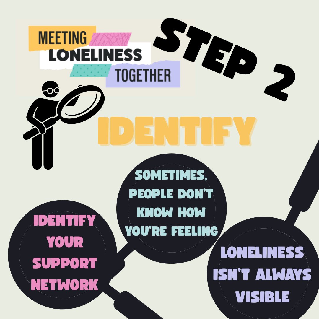 Identify: Loneliness isn’t always visible—sometimes people just don’t know how you’re feeling. 

Identify your support network and reach out. Find the right kind of connection for you. 

Knowing what you need is key. #Loneliness #MentalHealth #ReachOut