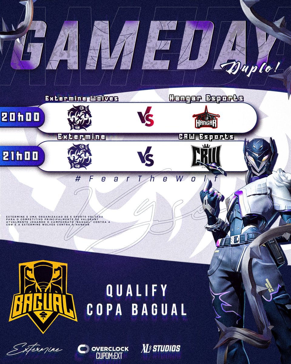 Extermine eSports (@exterminesports) on Twitter photo Mais um dia de GAMEDAY DUPLO! 🔥
Entramos em campo pela quarta rodada do terceiro Qualify da <a href="/CopaBagual/">Copa Bagual</a> com tudo!🐺💙
Secundária
🆚Hangar
⏰20h
Titular
🆚Crw
⏰21h
📺 twitch.tv/stunkdesu
Vamos com tudo em busca de mais vitórias! Sua torcida faz a diferença!
#GOEXT Mais um dia de GAMEDAY DUPLO! 🔥
Entramos em campo pela quarta rodada do terceiro Qualify da <a href="/CopaBagual/">Copa Bagual</a> com tudo!🐺💙
Secundária
🆚Hangar
⏰20h
Titular
🆚Crw
⏰21h
📺 twitch.tv/stunkdesu
Vamos com tudo em busca de mais vitórias! Sua torcida faz a diferença!
#GOEXT