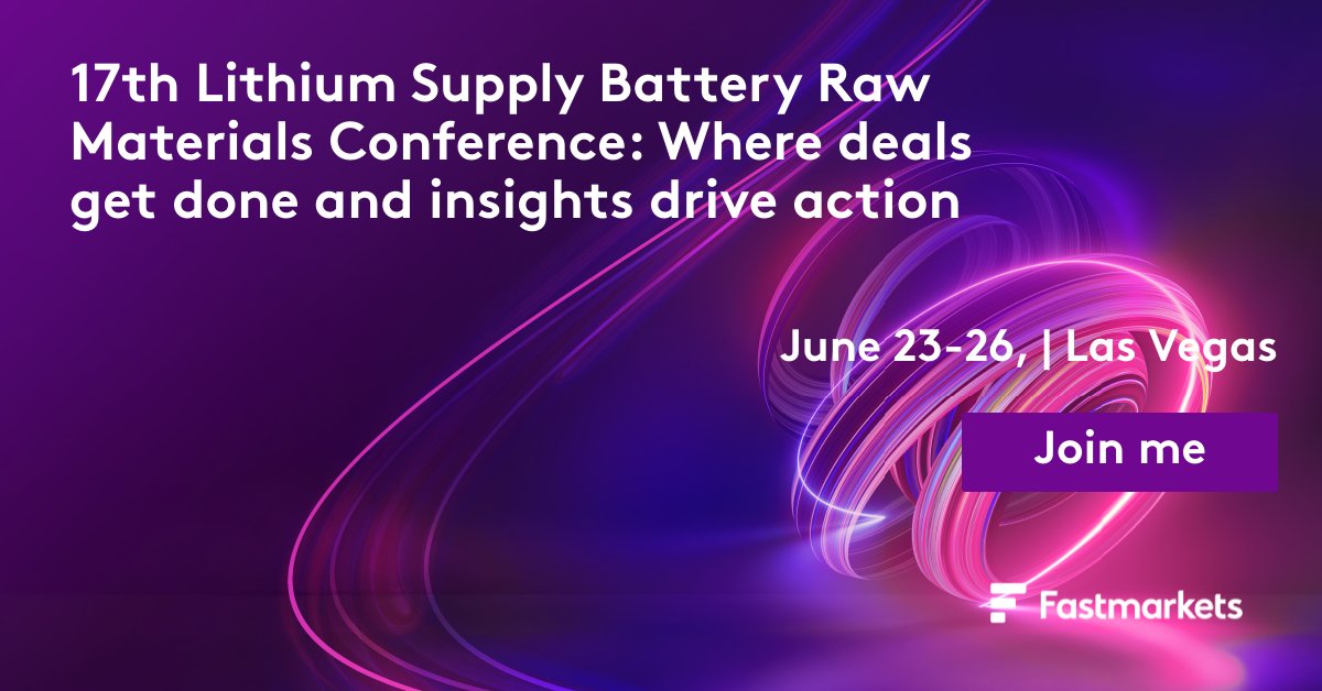 Lithium_ARG's tweet image. We're excited to be back at the 17th Annual Fastmarkets Lithium Supply and Battery Raw Materials Conference in Las Vegas! It’s a key event for industry leaders, and we’re looking forward to productive conversations and building strong connections across the global lithium supply…