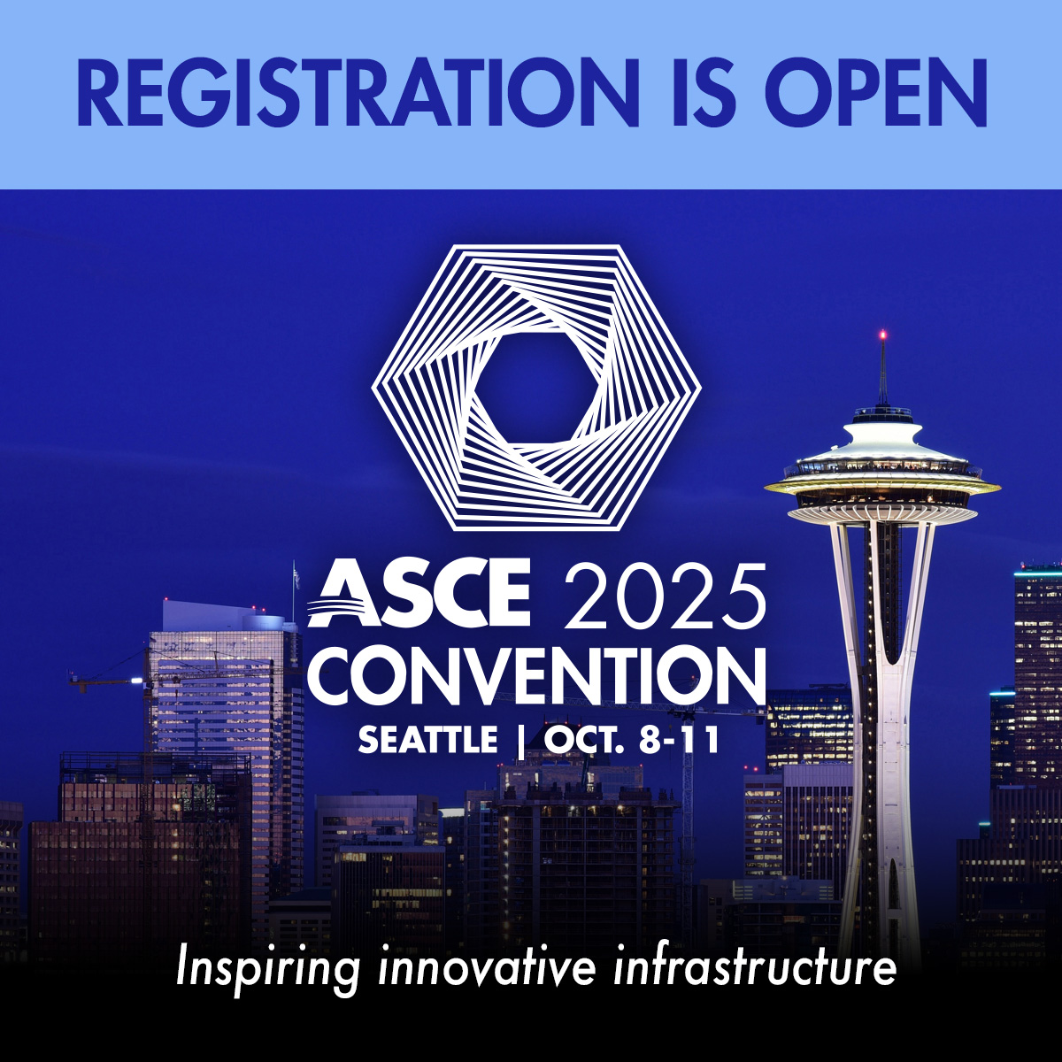 Join civil engineers from around the world in Seattle Oct. 8-11 for 3 days dedicated to inspiring innovative infrastructure! 

Register today for #ASCE25: lnkd.in/gmEXX2kr.