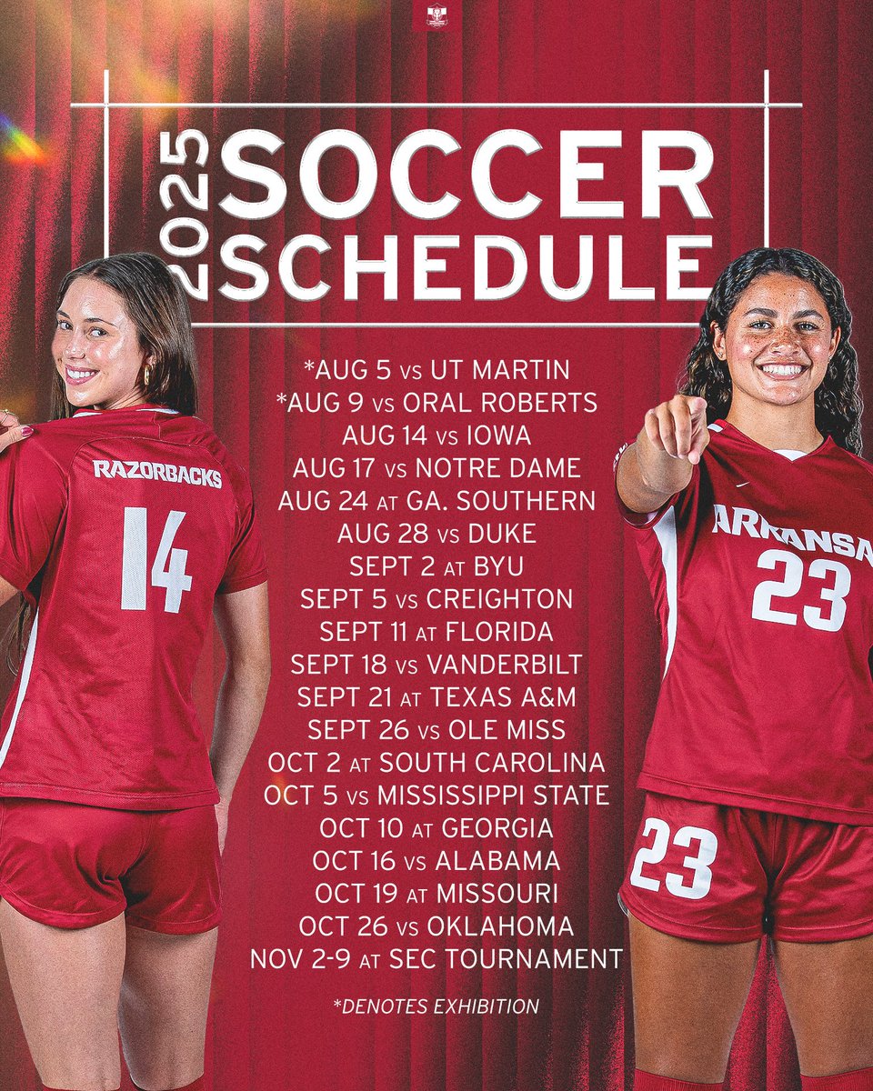 RazorbackSoccer's tweet image. The 2025 schedule is LIVE ⚡️