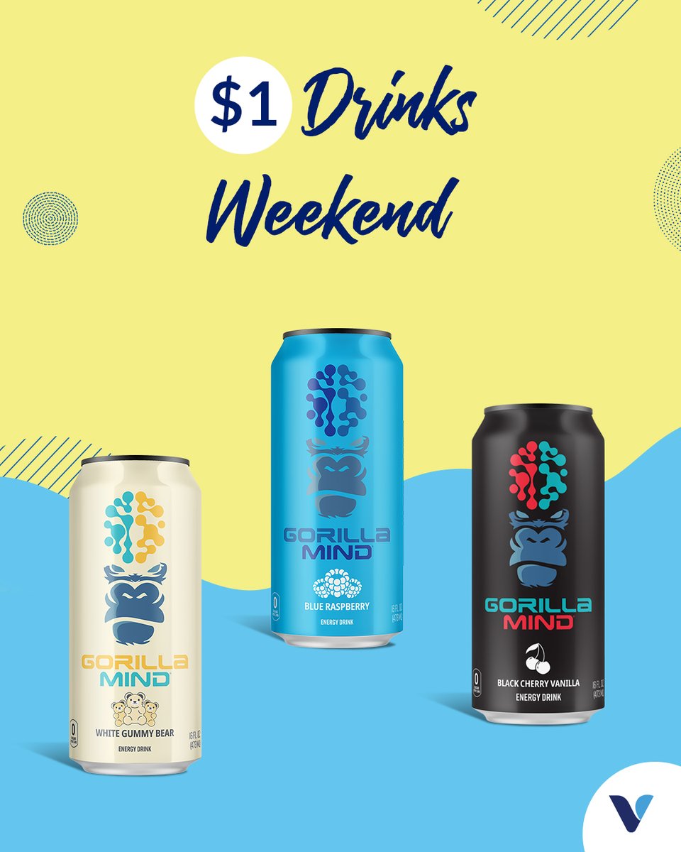 You asked, we’re delivering–@RealGorillaMind $1 Drinks are in-store this Thursday (6/12) through Sunday (6/15). 😉🦍⚡️

*promotion limited to 6 singles