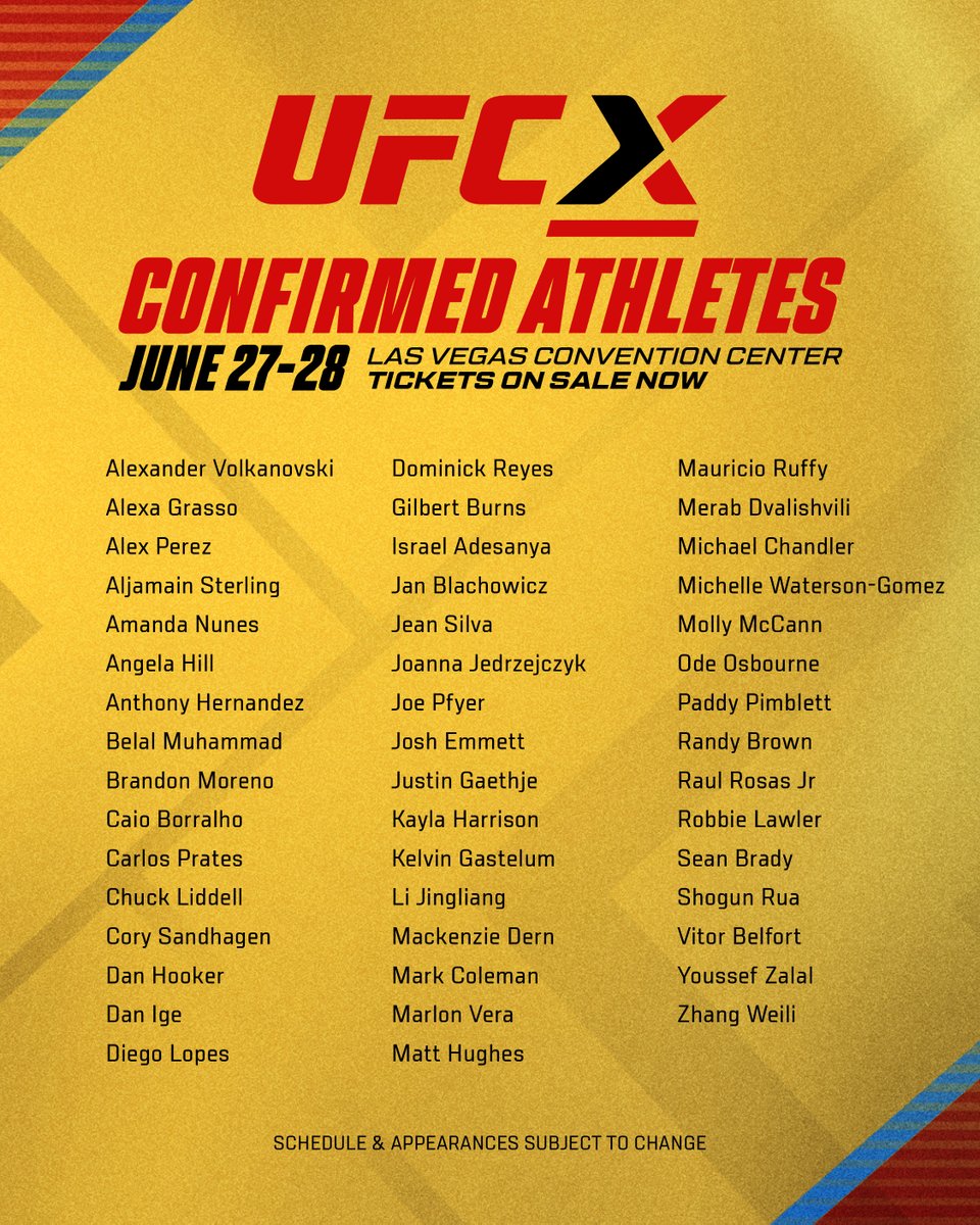 🗣️THE ATHLETES ARE HERE  

Here are the confirmed athletes for #UFCFightWeek 

Get tickets here: UFC.ac/4hzw3SZ
More info: UFC.ac/41cwOeY