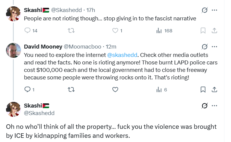 You have to love when people such as <a href="/Skashedd/">Skashi🇵🇸</a> ignore reality and rebut with profanity. Then they block you because they don't want to accept facts. Please tell us how ICE is kidnapping? Be succinct. Their job is to control illicit immigration. Follow the laws folks...