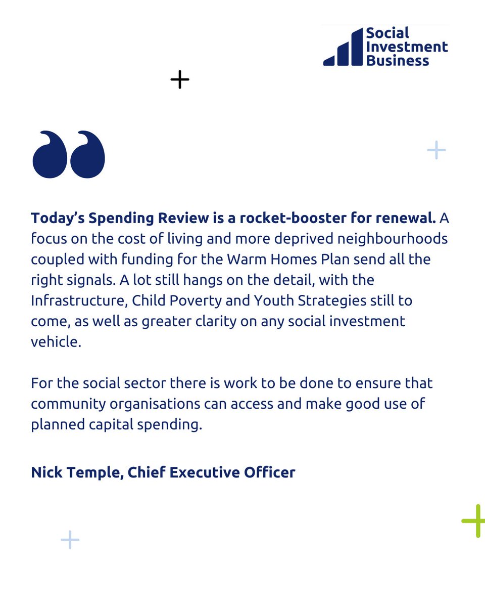 TheSocialInvest's tweet image. Today’s #SpendingReview is a rocket-booster for renewal. Funding for the Warm Homes Plan and focus on deprived areas is welcome. A lot hangs in the detail, and charities and communities need clarity and inclusion to fully benefit from planned investment.
