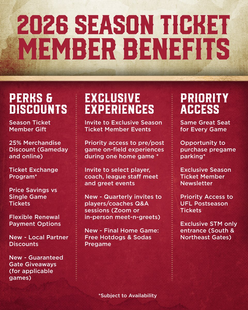 B2B2B CHAMPION STALLIONS πππ (@usflstallions) on Twitter photo 2026 stallions season ticket memberships are the gift that keeps on giving π
π pre/postgame on-field access
π invitation to meet & greets
π priority access for postseason tickets
π and MORE
π theufl.com/birmingham-seaβ¦ 2026 stallions season ticket memberships are the gift that keeps on giving π
π pre/postgame on-field access
π invitation to meet & greets
π priority access for postseason tickets
π and MORE
π theufl.com/birmingham-seaβ¦