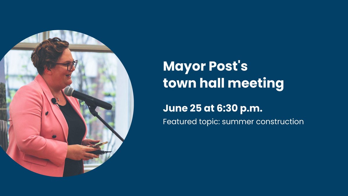 It’s construction time!

Mayor <a href="/lisa_posty/">Lisa Post</a> is bringing the expert on all things summer construction, our manager of Capital Works, to the next public town hall.

Join the meeting and bring your questions:

📅 June 25 at 6:30PM
📍Tony Rose Memorial Sports Centre