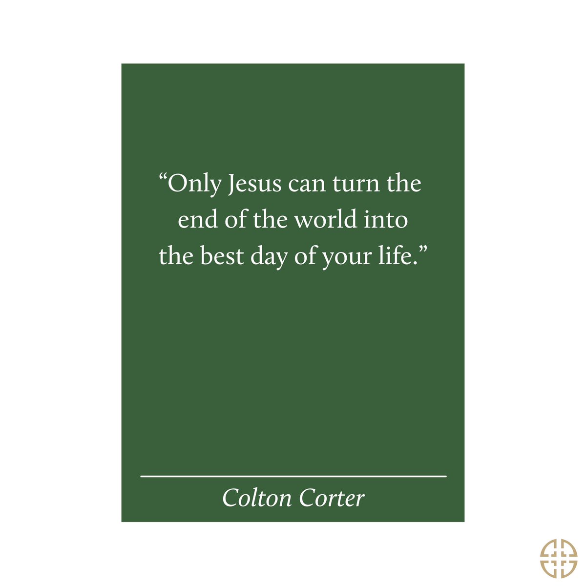 RCBCRichmond's tweet image. “Only Jesus can turn the end of the world into the best day of your life.”
— Colton Corter
From our latest message!