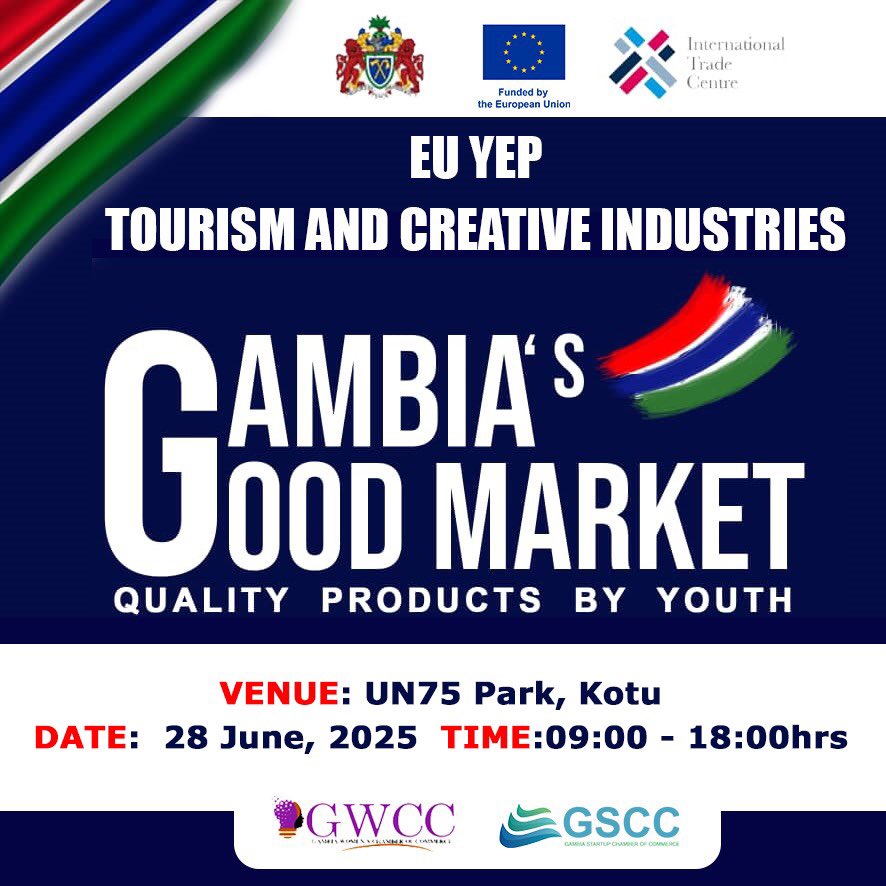 Through the EU YEP - Tourism &amp; Creative Industries, we are partnering with <a href="/GambiaGscc/">GSCC-Gambia</a> &amp; <a href="/GmWomensChamber/">Gambia Women's Chamber of Commerce</a> to support The Gambia’s Good Market.

The initiative allows youth-led businesses in the tourism &amp; creative industries to sell, network &amp; increase their visibility.