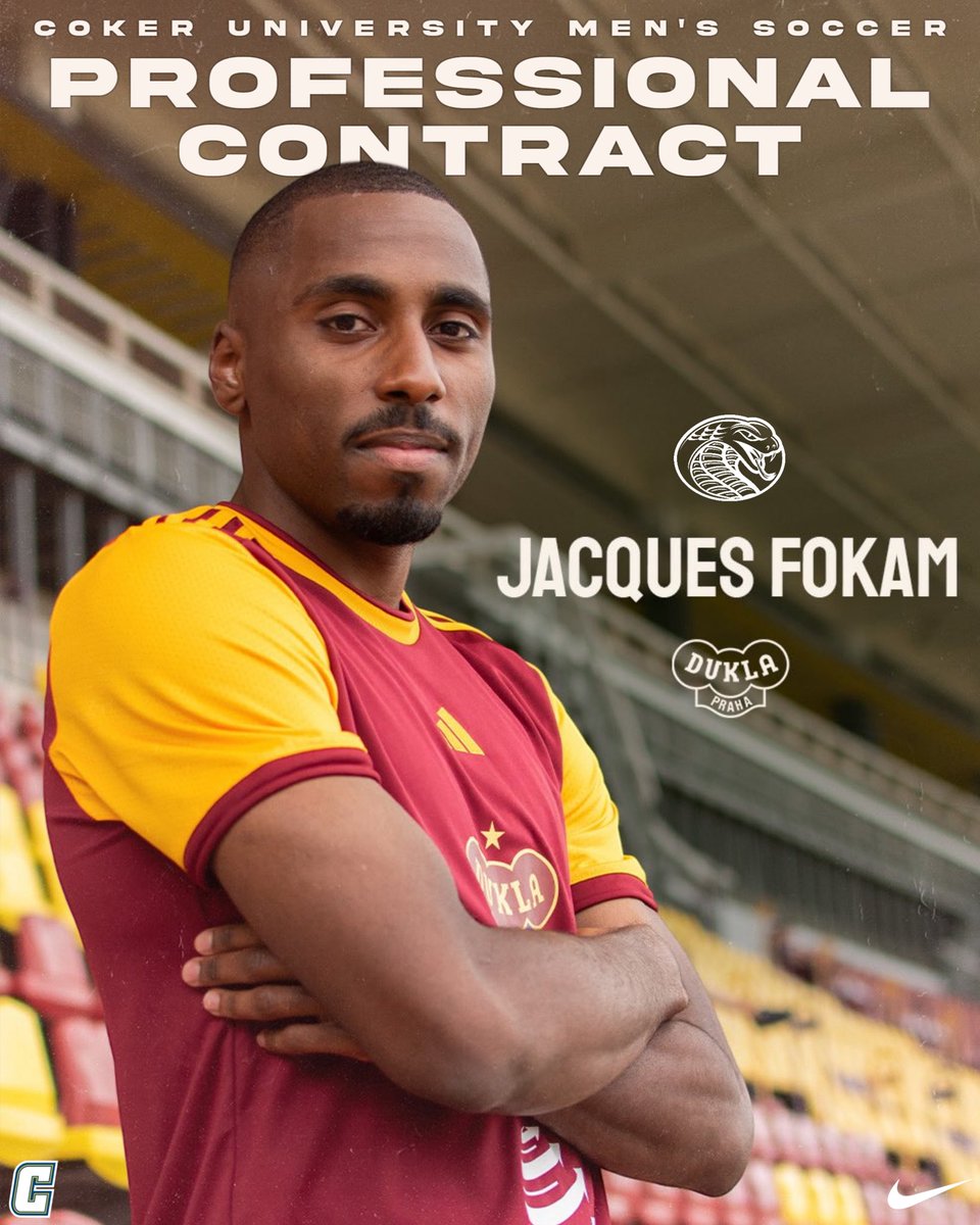 A big CONGRATULATIONS to Coker Men’s Soccer alumnus Jaques Fokam Sandeu on signing a professional contract with FK Dukla, team in the Czech Republic’s top division ‼️

#GoCobras

cokercobras.com/sports/msoc/20…
