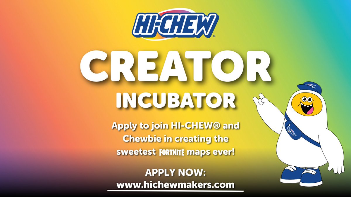 Not as spooky as my usual stuff but definitely more tasty!​

I’m joining <a href="/BirdoBro/">Birdo</a> &amp; <a href="/dagwummy/">Dagwummy</a> to judge the HI-CHEW® Incubator. ​Got a concept that drops Chewbie and those HI-CHEW® chewlets &amp; gummies into Fortnite that feels genuine? Impress us.​
​
Top 3 pitches get $10K +