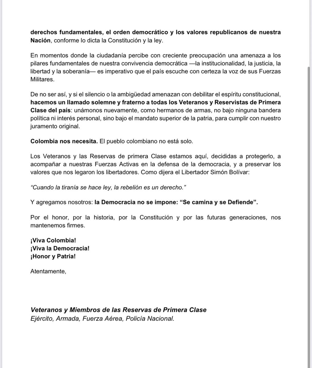 🚨CARTA ABIERTA AL COMANDANTE GENERAL <a href="/FuerzasMilCol/">Fuerzas Militares de Colombia</a> <a href="/GermnAndrs92683/">Germán Rodríguez</a> <a href="/ABDELAESPRIELLA/">Abelardo De La Espriella</a>
