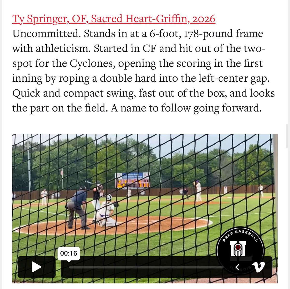 Thank you for the write up! <a href="/PrepBaseballIL/">Prep Baseball Illinois</a>