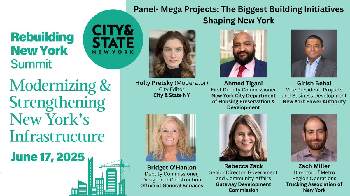CSNY_Events's tweet image. At the 2025 Rebuilding New York Summit on June 17, the Mega Projects panel will explore New York’s most ambitious developments — who’s behind them, what’s driving them, and how they’re reshaping the future.
@AhmedTigani54 @BehalGirish @TruckingAssocNY
🔗events.cityandstate.com/2025-rebuildin…