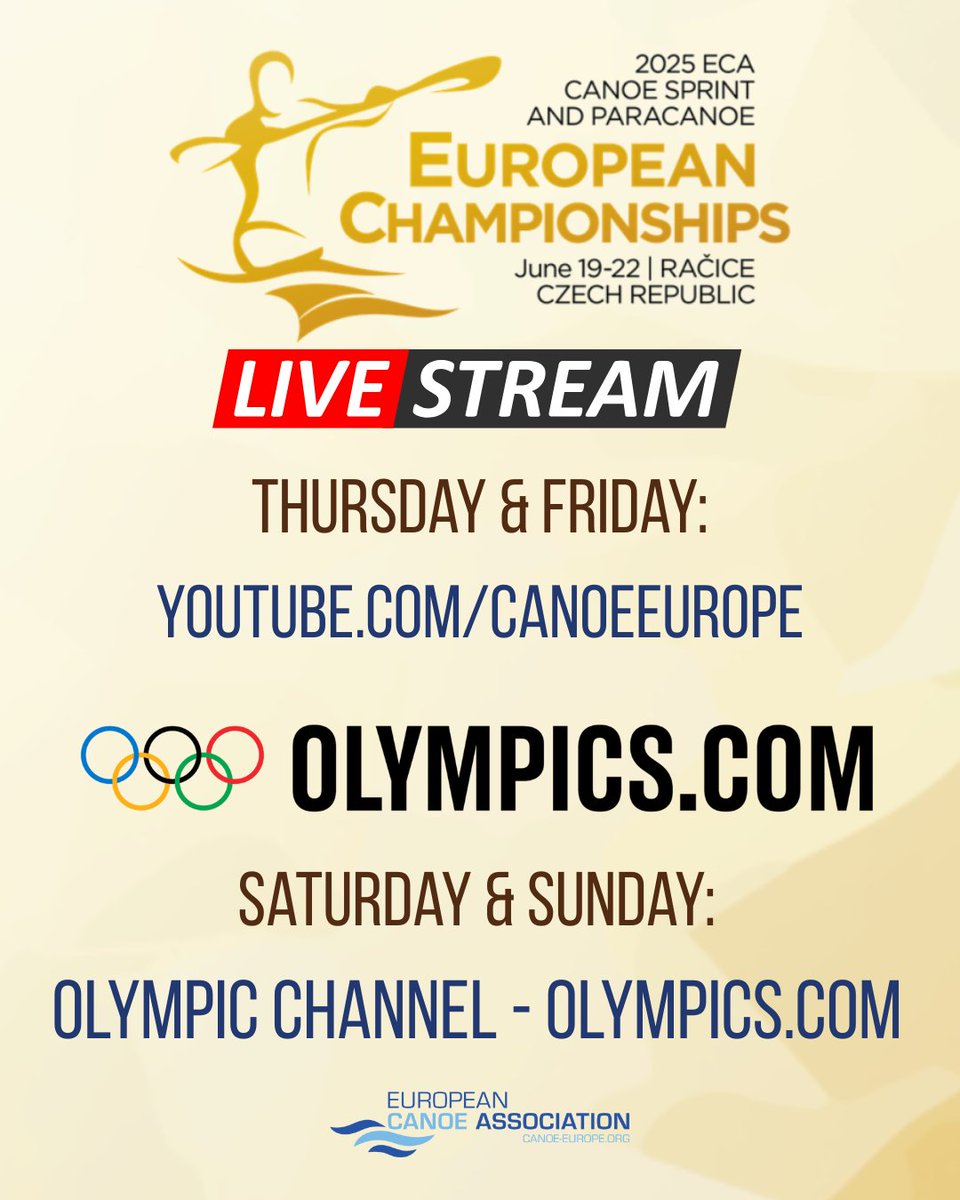 ⏳ 𝐖𝐞 𝐚𝐫𝐞 𝐨𝐧𝐞 𝐰𝐞𝐞𝐤 𝐚𝐰𝐚𝐲 𝐟𝐫𝐨𝐦 𝐭𝐡𝐞 𝟐𝟎𝟐𝟓 𝐄𝐂𝐀 𝐂𝐚𝐧𝐨𝐞 𝐒𝐩𝐫𝐢𝐧𝐭 𝐚𝐧𝐝 𝐏𝐚𝐫𝐚𝐜𝐚𝐧𝐨𝐞 𝐄𝐮𝐫𝐨𝐩𝐞𝐚𝐧 𝐂𝐡𝐚𝐦𝐩𝐢𝐨𝐧𝐬𝐡𝐢𝐩𝐬 𝐢𝐧 𝐑𝐚𝐜𝐢𝐜𝐞 🇨🇿 🛶

💡 MORE INFO: canoe-europe.org/calendar/2025-…

#CanoeEurope #PaddleEurope