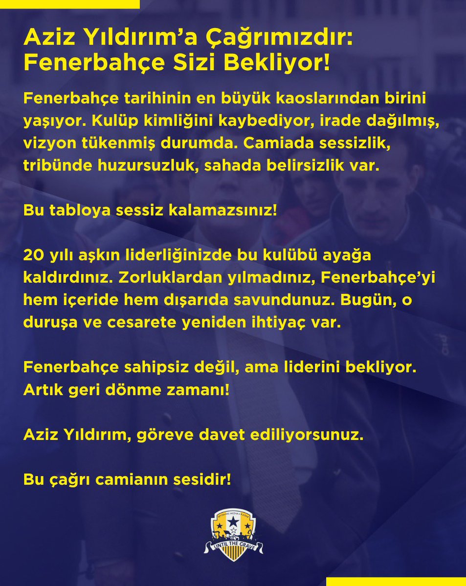 UntilTheGraveFB's tweet image. Fenerbahçe sizi bekliyor! @yildirimteyit 

#AzizYildirimGöreve